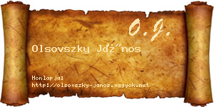 Olsovszky János névjegykártya